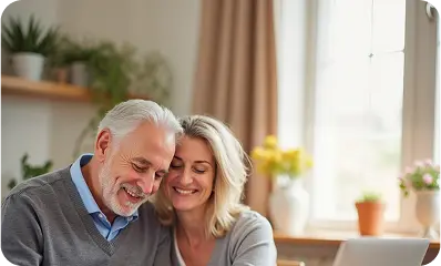 two people smile